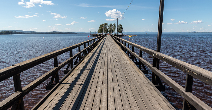 Rättvik Landungsbrücke (Långbryggan) über dem Siljan