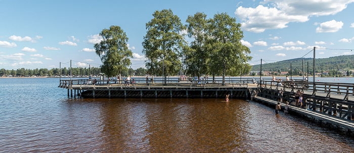 Rättvik Landungsbrücke (Långbryggan) über dem Siljan