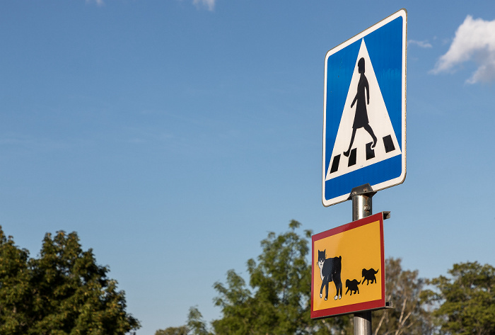 Övre Slottsgatan: Beschilderung an Zebrastreifen Uppsala