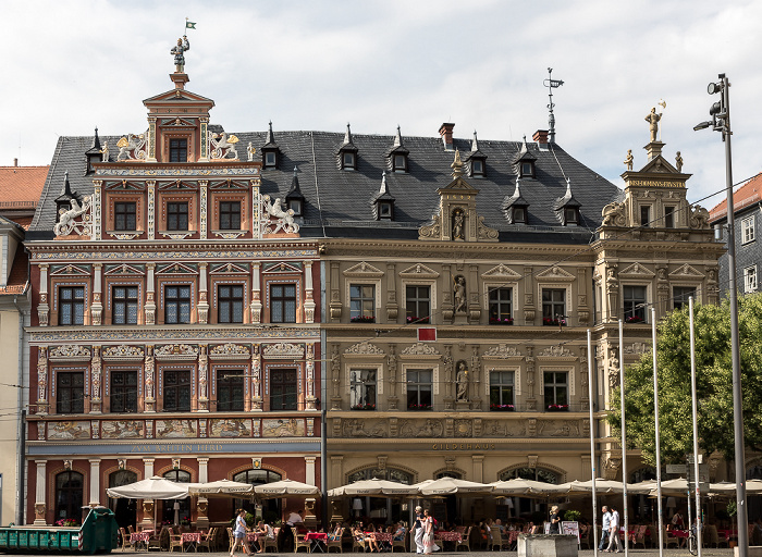 Erfurt Fischmarkt: Haus zum Breiten Herd (links) und Gildehaus