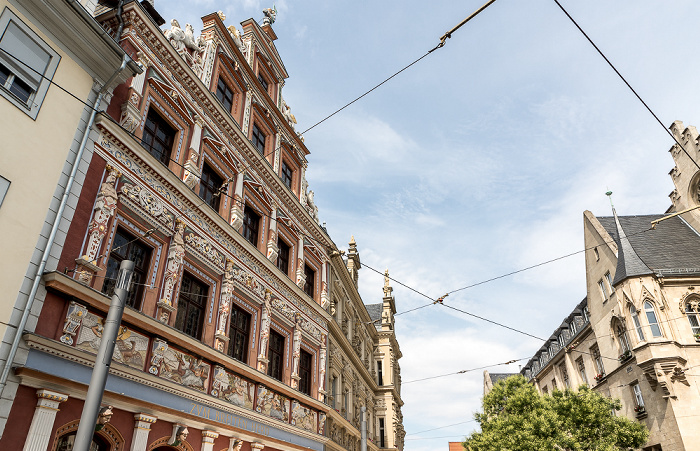 Fischmarkt (v.l.): Haus zum Breiten Herd, Gildehaus, Rathaus Erfurt