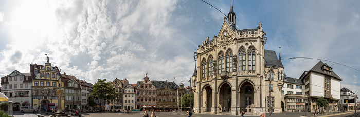 Erfurt Fischmarkt mit u.a. dem Römer, dem Haus zum Roten Ochsen, dem Haus zum Breiten Herd und dem Rathaus