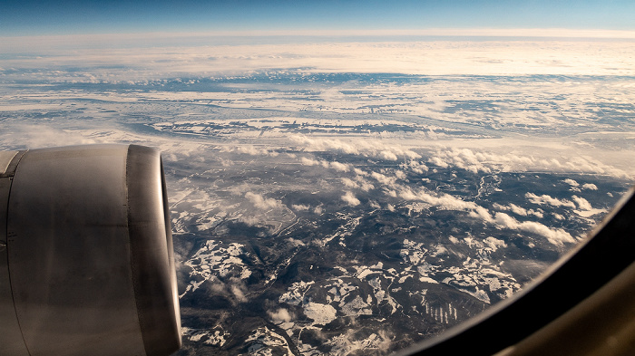 Quebec Capitale-Nationale 2019-01-26 Flug UAL31 München Franz Josef Strauß (MUC/EDDM) - Newark (KEWR) Île d'Orléans Sankt-Lorenz-Strom Luftbild aerial photo