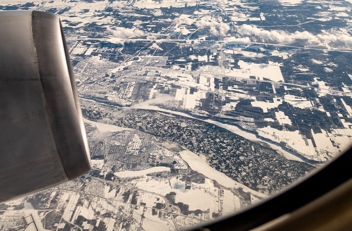 Quebec City, Sankt-Lorenz-Strom (mit Eisschollen) 2019-01-26 Flug UAL31 München Franz Josef Strauß (MUC/EDDM) - Newark (KEWR) Luftbild aerial photo