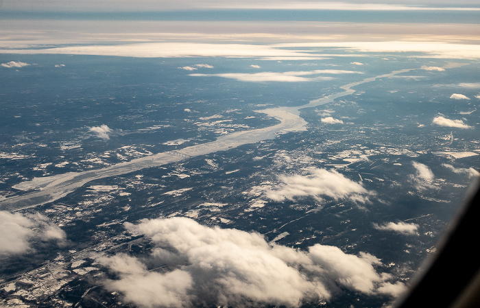 New York V.u.: Ulster County, Hudson River mit der George Clinton Kingston-Rhinecliff Bridge, Dutchess County 2019-01-26 Flug UAL31 München Franz Josef Strauß (MUC/EDDM) - Newark (KEWR) Luftbild aerial photo