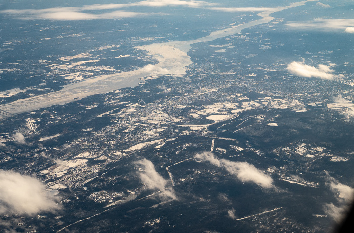 V.u.: Ulster County mit Kingston (New York), Hudson River, Dutchess County 2019-01-26 Flug UAL31 München Franz Josef Strauß (MUC/EDDM) - Newark (KEWR) Luftbild aerial photo