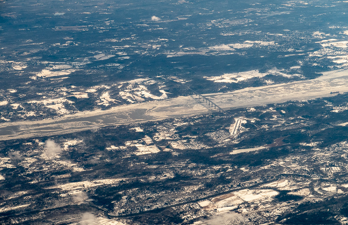 New York V.u.: Ulster County, Hudson River mit der George Clinton Kingston-Rhinecliff Bridge, Dutchess County 2019-01-26 Flug UAL31 München Franz Josef Strauß (MUC/EDDM) - Newark (KEWR) Luftbild aerial photo