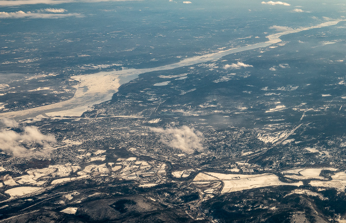 V.u.: Ulster County mit Kingston (New York), Hudson River, Dutchess County 2019-01-26 Flug UAL31 München Franz Josef Strauß (MUC/EDDM) - Newark (KEWR) Luftbild aerial photo
