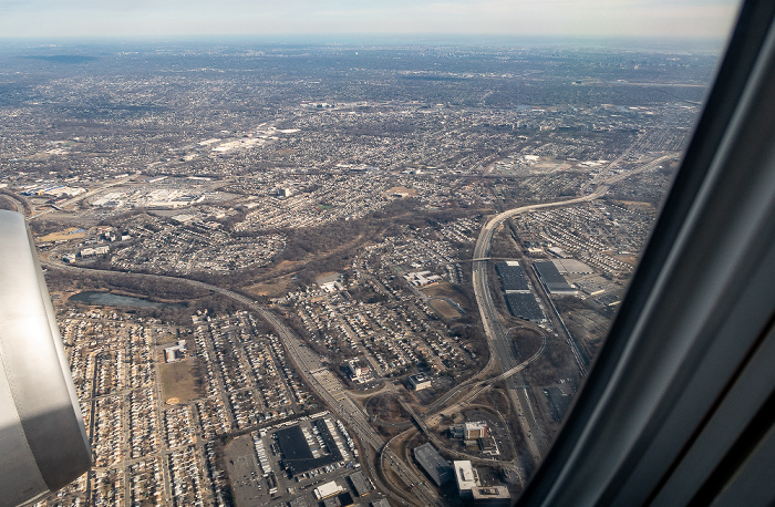 Bergen County: Saddle Brook, Garden State Parkway (links), Interstate I-80 (rechts) New Jersey