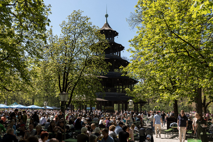 München Englischer Garten: Biergarten Chinesischer Turm, Chinesischer Turm