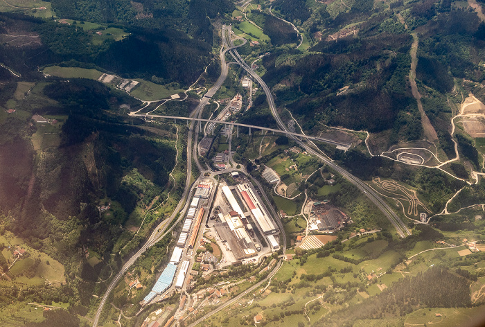 Baskenland Askarruntz (Bergara), Schnellfahrstrecke Baskisches Y (Y vasca) 2019-05-16 Flug DLH1892 München Franz Josef Strauß (MUC/EDDM) - Bilbao (BIO/LEBB) Autopista del Norte AP-1 Autovía A-636 Carretera GI-627 Luftbild aerial photo