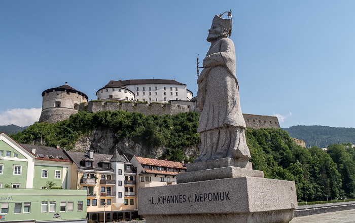 Kufstein Innbrücke Münchner Straße: Denkmal Heiliger Johannes von Nepomuk Festung Kufstein