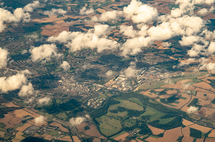 Bedfordshire Luton mit London Luton Airport 2019-08-10 Flug DLH2510 München Franz Josef Strauß (MUC/EDDM) - Birmingham (BHX/EGBB) Luftbild aerial photo