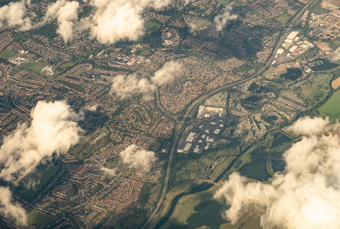 Northamptonshire Northampton mit dem Nene Valley Way 2019-08-10 Flug DLH2510 München Franz Josef Strauß (MUC/EDDM) - Birmingham (BHX/EGBB) Luftbild aerial photo