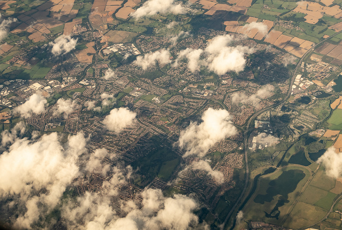 Northamptonshire Northampton mit dem Nene Valley Way 2019-08-10 Flug DLH2510 München Franz Josef Strauß (MUC/EDDM) - Birmingham (BHX/EGBB) Luftbild aerial photo