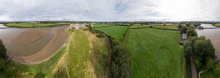 Carew River, Carew Castle, Carew Tidal Mill, Carew River Luftbild aerial photo