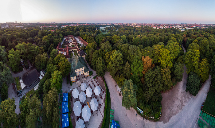 München Englischer Garten Restaurant am Chinesischen Turm Verwaltung des Englischen Gartens Luftbild aerial photo