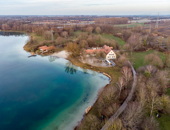 Unterföhring Feringasee Autobahnring A 99 Gasthof Feringasee Wasserwacht Luftbild aerial photo