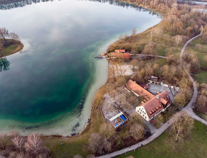 Unterföhring Feringasee Gasthof Feringasee Wasserwacht Luftbild aerial photo