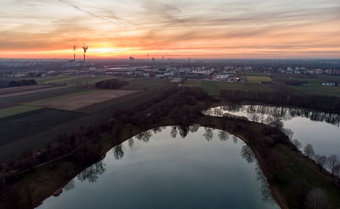 Unterföhring Feringasee Heizkraftwerk München-Nord Luftbild aerial photo