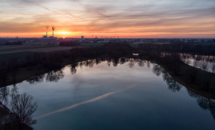 Unterföhring Feringasee Heizkraftwerk München-Nord Luftbild aerial photo