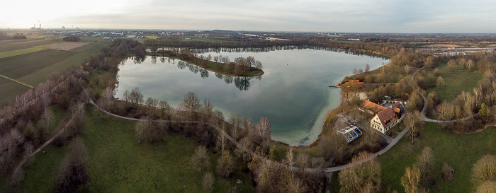 Unterföhring Feringasee Autobahnring A 99 Gasthof Feringasee Heizkraftwerk München-Nord Luftbild aerial photo