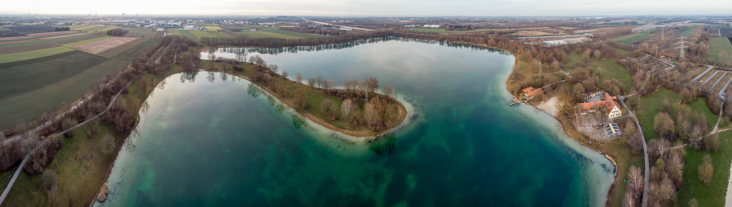 Unterföhring Feringasee Autobahnring A 99 Gasthof Feringasee Heizkraftwerk München-Nord Wasserwacht Luftbild aerial photo