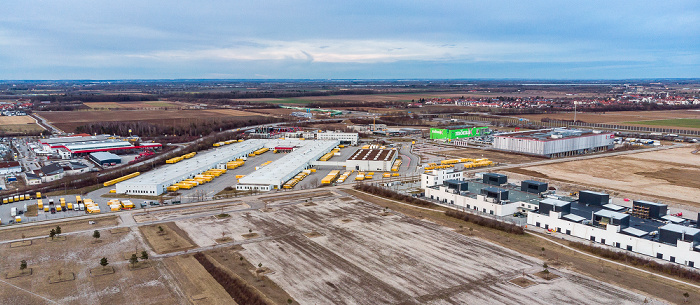 Gewerbegebiet Aschheim Süd-Ost mit dem DHL Paketzentrum 85 Aschheim