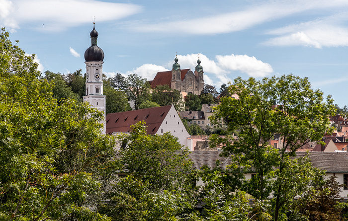 Landsberg am Lech Blick vom Lechsteg: Heilig-Kreuz-Kirche, Stadtpfarrkirche Mariä Himmelfahrt