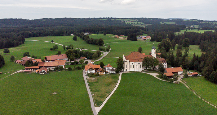 Steingaden Wies mit Wieskirche Luftbild aerial photo