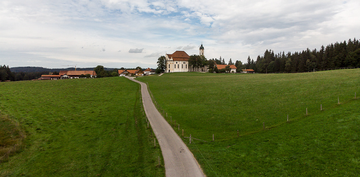 Steingaden Wies mit Wieskirche Luftbild aerial photo