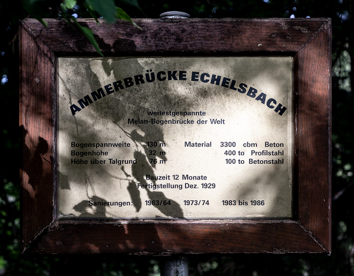 Hinweisschild Echelsbacher Brücke