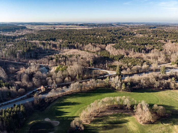 Starnberg Golfplatz Gut Rieden Bahnstrecke München - Garmisch-Partenkirchen Luftbild aerial photo