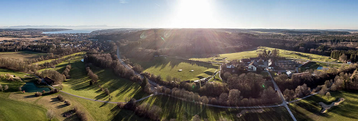 Golfplatz Gut Rieden, Starnberg, Starnberger See, Bahnstrecke München - Garmisch-Partenkirchen, Gut Rieden Luftbild aerial photo