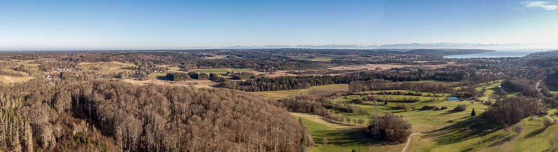 Leutstetten, Leutstettener Moos, Golfplatz Gut Rieden, Starnberg, Starnberger See Luftbild aerial photo