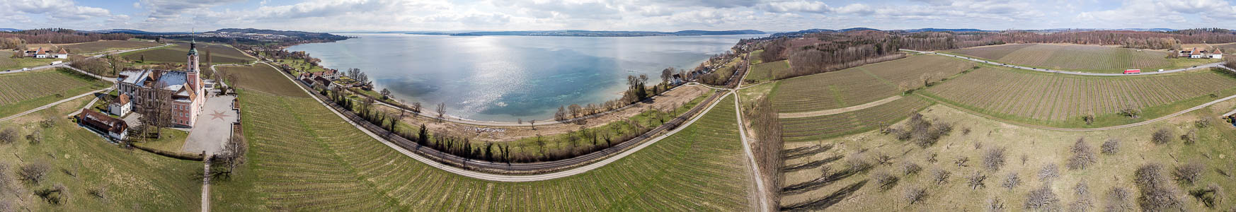 Bundesstraße B 31, Wallfahrtskirche Birnau, Bodenseegürtelbahn (Bahnstrecke Stahringen - Friedrichshafen), Überlinger See (Bodensee), Nußdorf (Überlingen), Bundesstraße B 31 Uhldingen-Mühlhofen