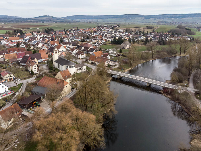 Pfohren Donau mit Donaubrücke Luftbild aerial photo