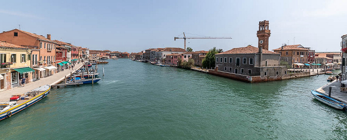 Murano - Blick von der Ponte Longo (v.l.): Fondamenta Cavour, Canale Ponte Lungo, Torre Merlata, Rio dei Vetrai Venedig