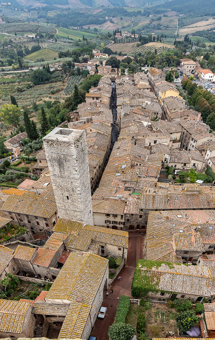 San Gimignano Blick vom Torre Grossa: Torre dei Cugnanesi und Via San Giovanni