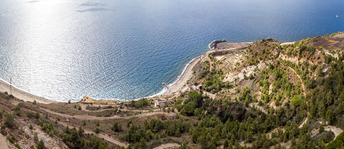 Monte Calamita Spiaggia dello Stagnone, Miniera del Vallone, Tyrrhenisches Meer Luftbild aerial photo