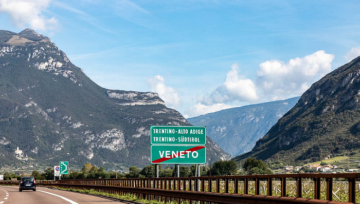 Autostrada del Brennero A22, Etschtal, Grenze Venetien / Trentino-Südtirol Venetien