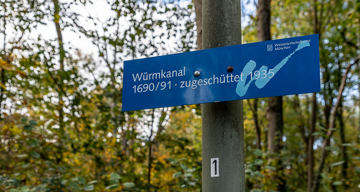 Hinweisschild auf den zugeschütteten Würmkanal Oberschleißheim