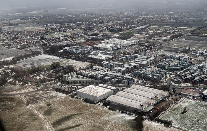 Bayern - Landkreis Freising: Hallbergmoos 2022-01-28 Flug UAE50 München Franz Josef Strauß (MUC/EDDM) - Dubai (DXB/OMDB) Luftbild aerial photo