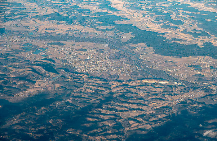 Steiermark Lavanttaler Alpen (unten), Leibnitz, Mur, Oststeirisches Hügelland (oben) 2022-01-28 Flug UAE50 München Franz Josef Strauß (MUC/EDDM) - Dubai (DXB/OMDB) Luftbild aerial photo