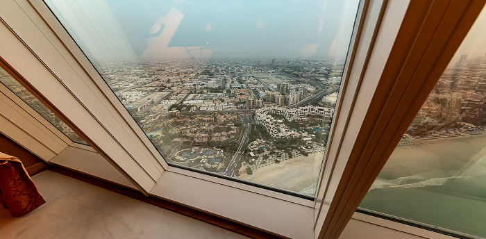 Burj Al Arab: Blick aus der Royal Suite - Jumeirah Beach (Sunset Beach) und Persischer Golf Dubai