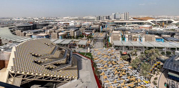 EXPO 2020 Dubai: Blick von Garden in the Sky Dubai Exhibition Centre Garden in the Sky EXPO 2020 Koreanischer Pavillon Metro Station Expo 2020 Russischer Pavillon EXPO 2020