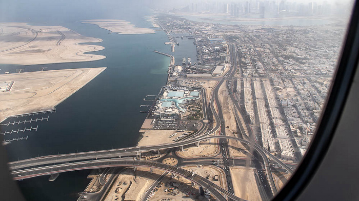Deira Island, Dubai Creek mit den Al Mamzar Islands, Deira mit dem Waterfront Market und der Al Khaleej Street Dubai