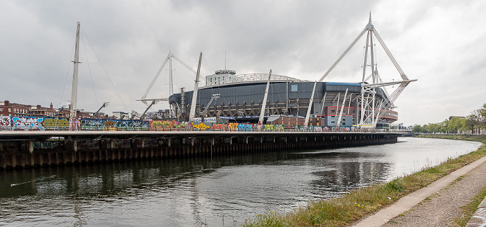 River Taff, Millennium Walk, Millennium Stadium (Principality Stadium) Cardiff