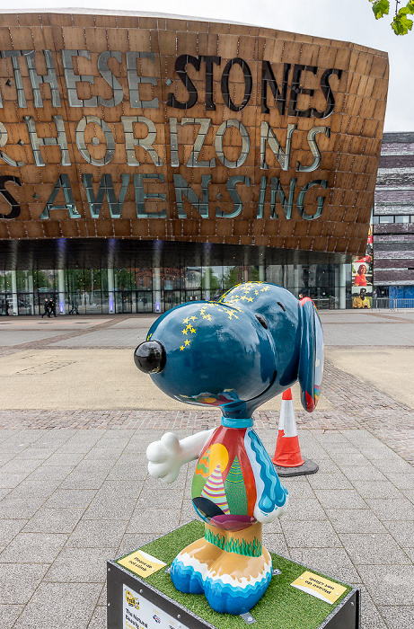 Cardiff Bay: Bute Place - Snoopy Wales Millennium Centre