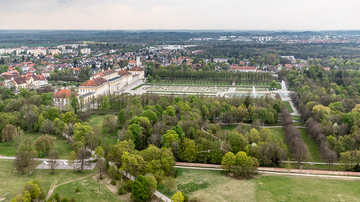 Luftbild aus Zeppelin: Schlossanlage Schleißheim - Neues Schloss und Schlosspark Oberschleißheim